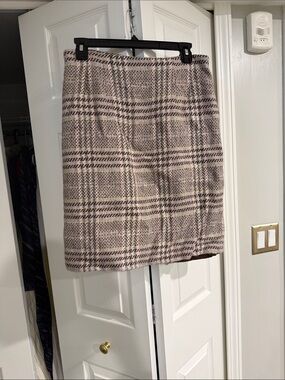 Chadwicks Plaid Tweed Pencil Skirt in Pink and Gray